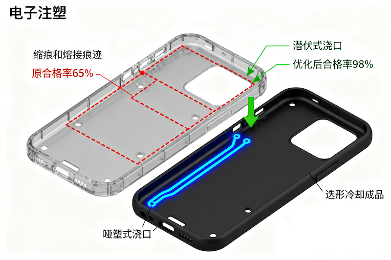 手机外壳模流分析与外观优化案例